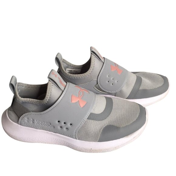Under Armour Shoes Womens Size 8.5 Gray Pink Slip On Strap Sneakers 3024871-107 - Picture 10 of 11